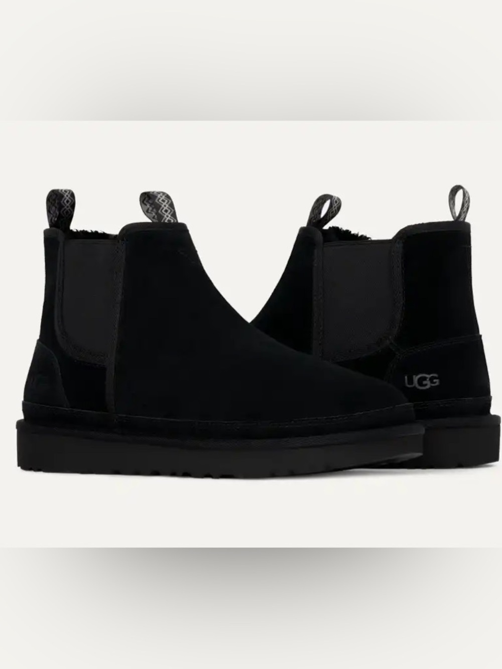 NWT / NIB UGG Neumel Chelsea boots - black suede & sherling fur lined sz 10